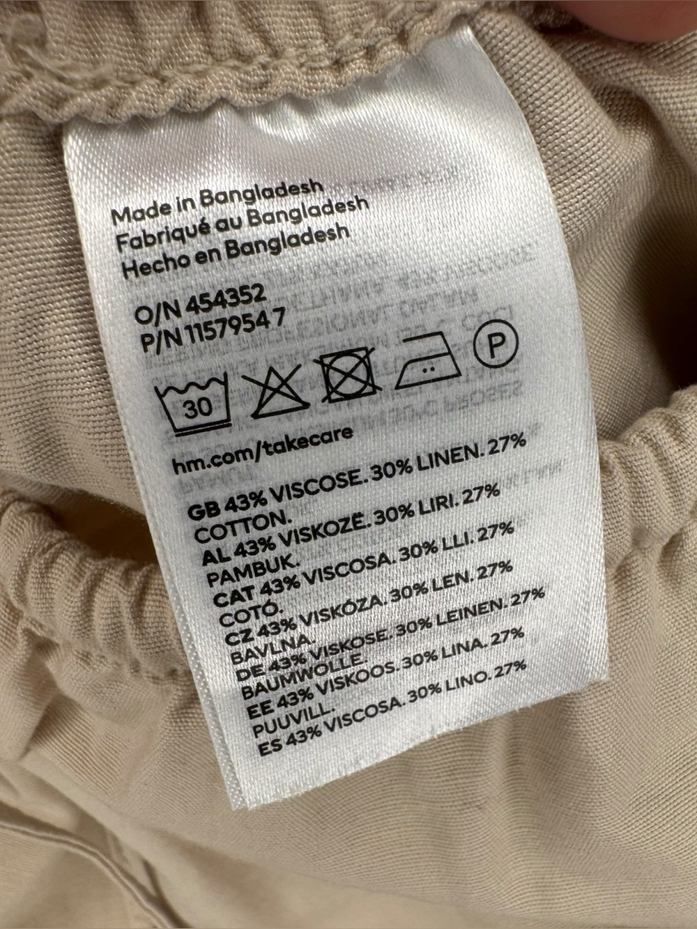 🟢3/$30 Coastal Beach Wide Leg Linen Pants Loose Fit Cream Size Medium H&M - Picture 8 of 8